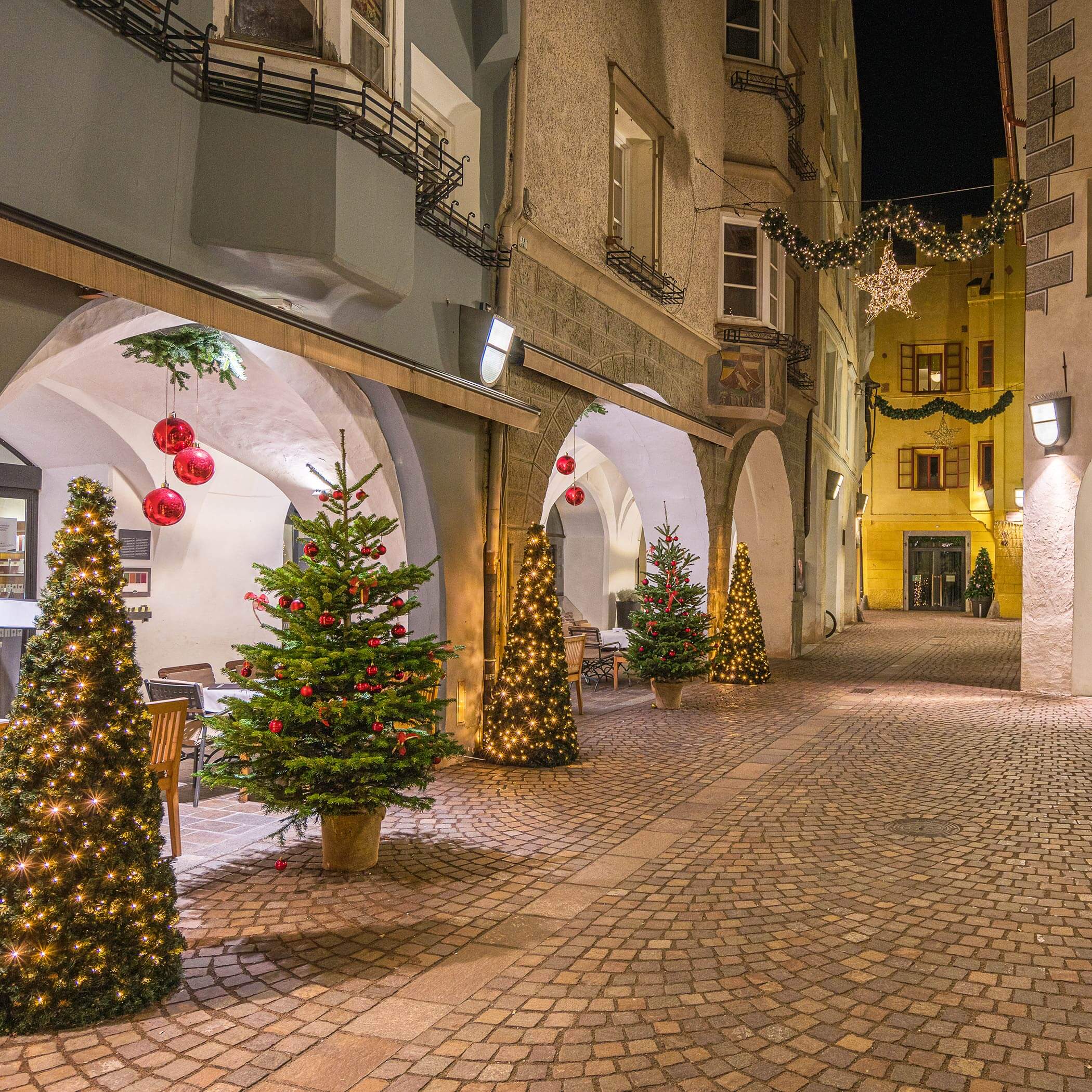 Il centro di Brunico in inverno